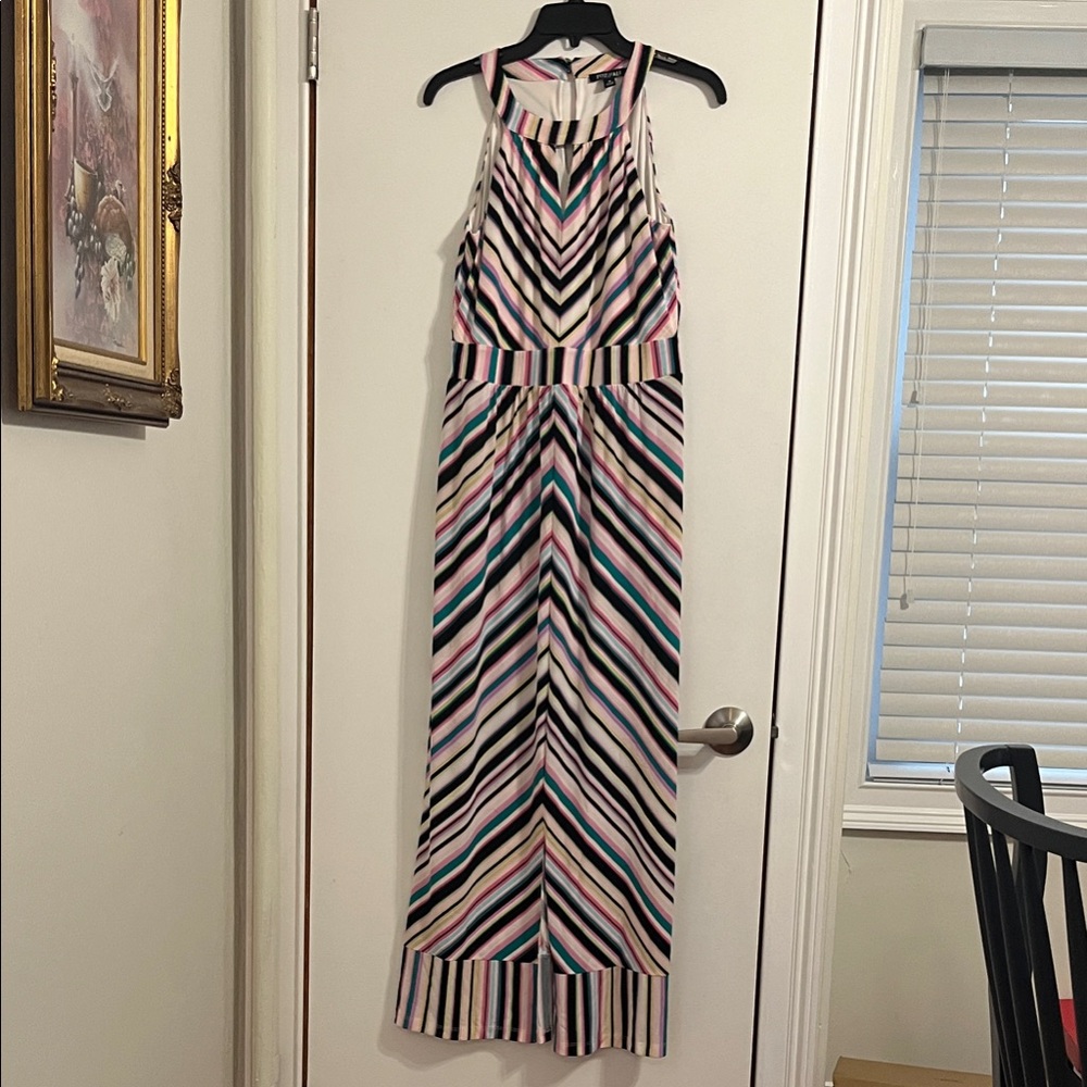 Roz & Ali Multicolor Chevron Striped Maxi Sleeveless Dress Size M